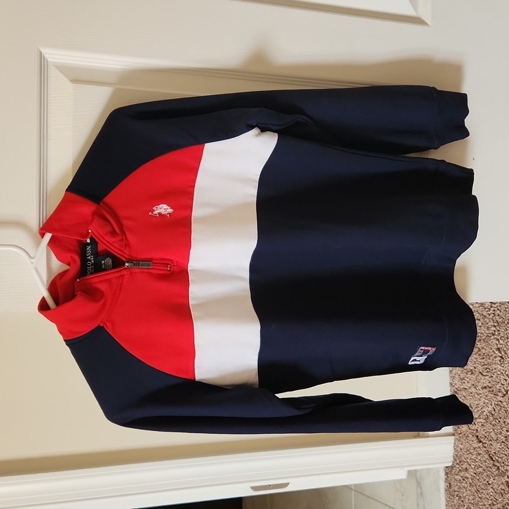 U.S.Polo Assn. Full sleeves polo blue red and white size 14/16